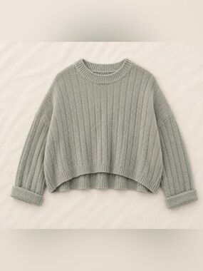 Sincerely Jules Ribbed Cropped Sweater Oversized Green Pullover Size Large